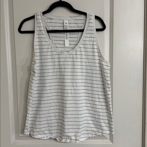 Lululemon Athletica White and Black Striped Tank